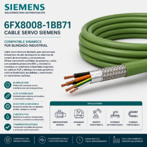 Cable Servo Siemens 6FX8008-1BB71 Compatible SINAMICS PUR Blindado Industrial